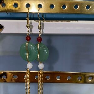 Stanley Gold and Green Dangle Earrings